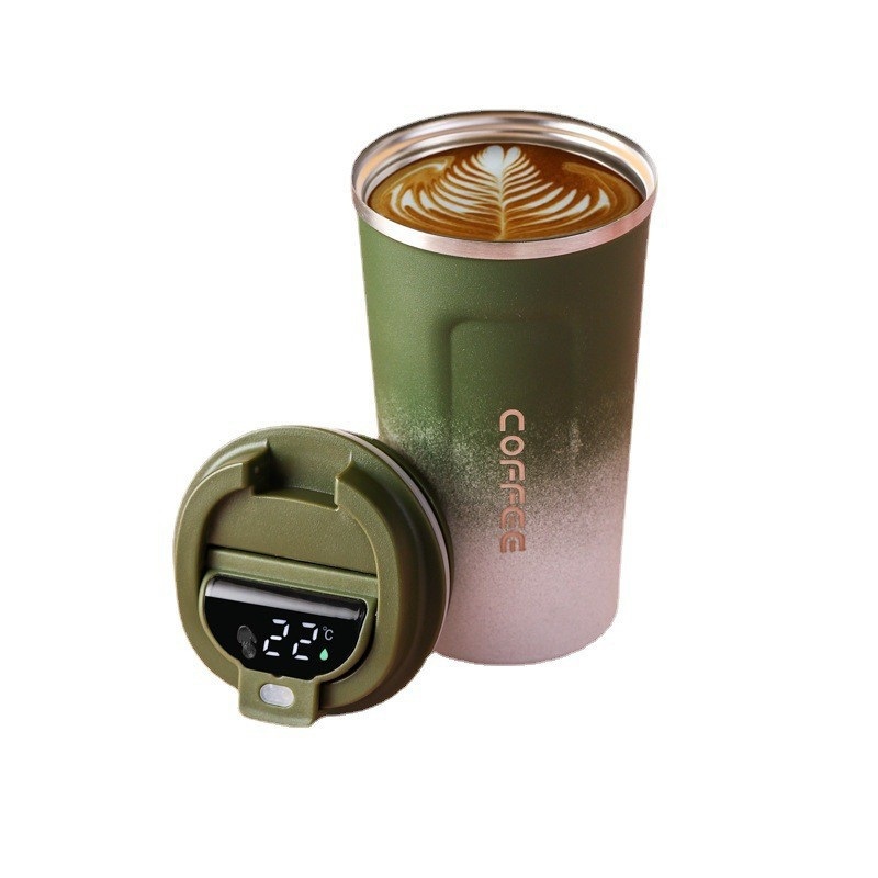 New Style Gradient Colors Insulated Stainless Steel Coffee Mug with Temperature Display Lid – Coffee Mug and Stainless Steel Coffee Mug price