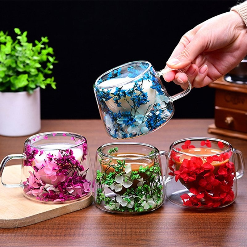 150ml Double Layer Glass Mug Heat Resistant High Borosilicate Dried Flower Glass Coffee Water Cup – Double Layer Glass Mug and Glass Water Cup price