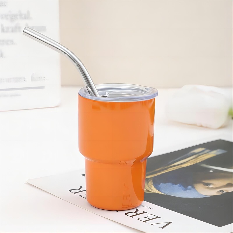 2oz Miniature Colorful Shiny Minimetal Shot Glass Tumbler Water Bottle Small Wine Glass Cup with Straw Lid – Water Bottle and Small Wine Glass price