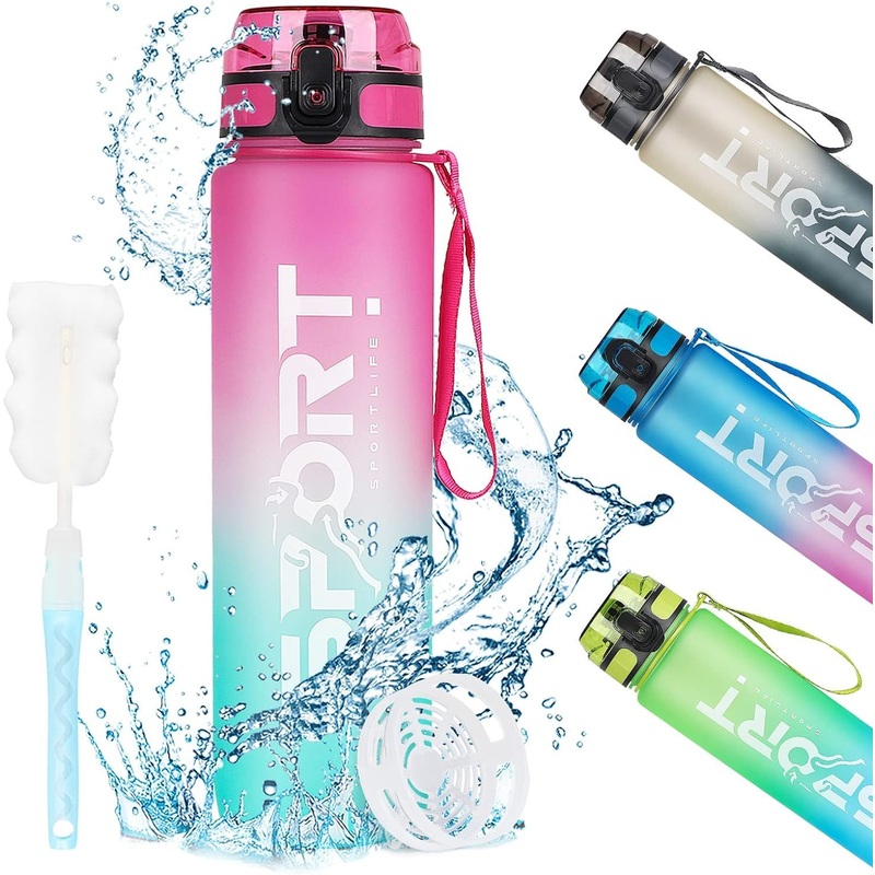 32oz Tritan Plastic Sport Gym Motivational Bottle BPA Free Flip Top Cover Drink Water Bottle with Time Marker Straw Strainer – Water Bottle and Plastic Water Bottle price
