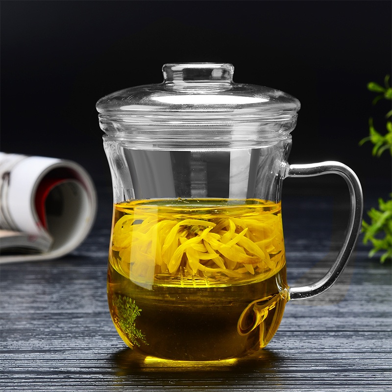 450ml Large Capacity Glassware Heat Resistant Tea Maker Cups with Tea Cover – High Borosilicate Glass Water Cup and Water Cup price
