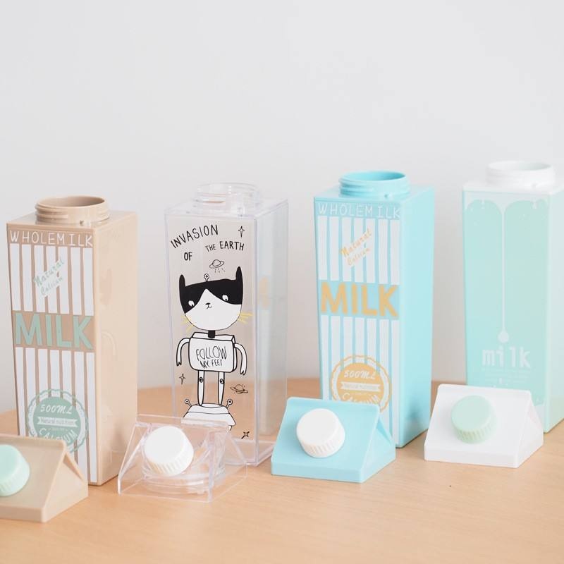 500ml Personalized Milk Box Shape Transparent Plastic Portable Water Bottle – Plastic Bottle and Pet Bottle price