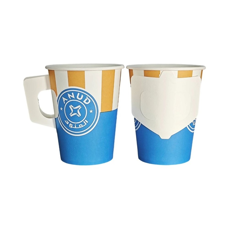 7/8b/9 Ounce Wholesale Price Paper Handle Cup Custom Eco Biodegradable Takeaway Hot Coffee Tea Paper Cups – Coffee Mugs with Plastic Lids and Custom Logo Printed Mugs price