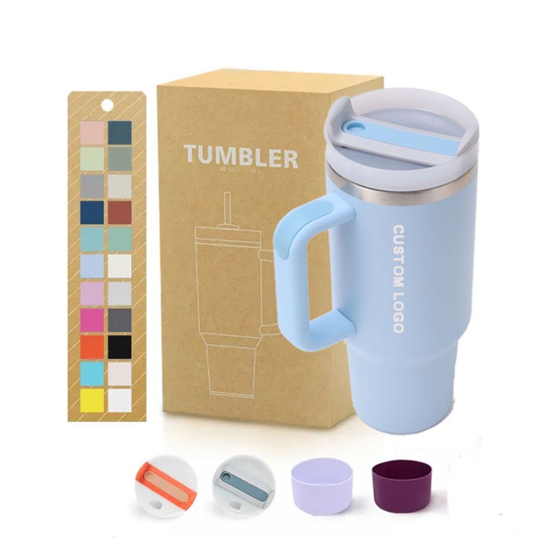 Customized 40 Oz Tumbler with Handle and Straw Lid Insulated Cup Reusable Stainless Steel Water Bottle Travel Mug Water Bottle for Iced Tea, Coffee Beverages – Stainless Steel Tumbler and 40oz Tumbler price