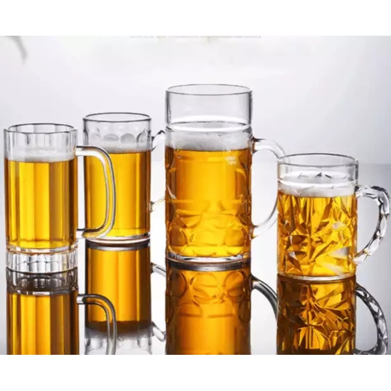 Customized Colorless Glass Beer Cup with Handle in Different Shape and Size – Glass Cup and Beer Cup price