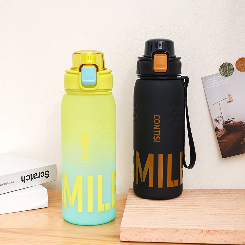 Outdoor Plastic Sports Water Bottle Student Portable Transparent Bottle with Straw Direct Drinking Portable – Portable Water Bottle and Sports Water Bottle price