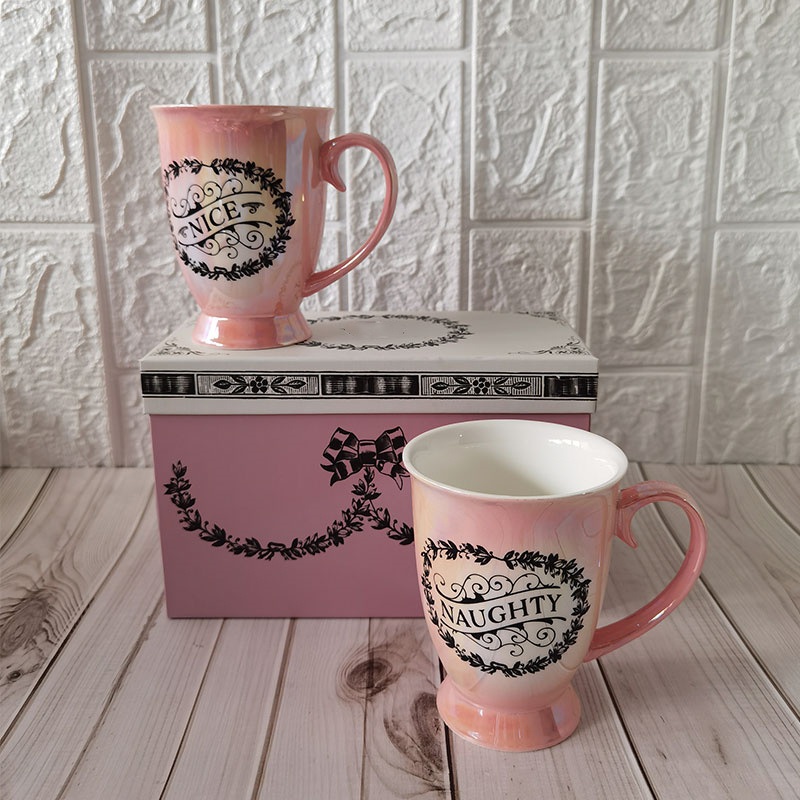 Wholesaler High Quality Personalized Ceramic Pearlescent Glaze Pink Mate Cups with Gift Box – Dinner Set and Tableware price