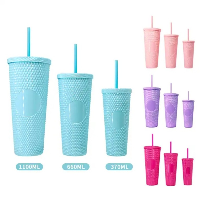 16oz 24oz 32oz 3 in 1 Venti Plastic Studded Tumbler 3PCS Set Single Wall Durian Tumbler Reusable Plastic Durian Cup with Lid and Straw – Plastic Studded Tumbler and Single Wall Durian Tumbler price