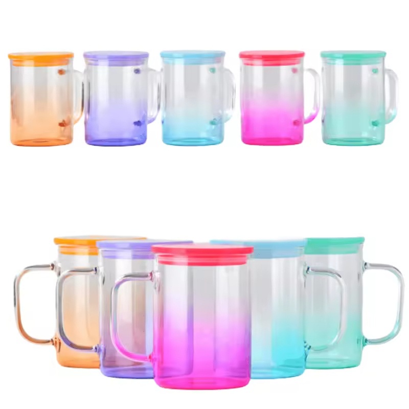 17oz Beer Cans Sublimation Blanks Clear Candy Colorful Jelly Glass Mug Tumbler with Colored Plastic Lid and Straw – Jelly Glass Mug and Wholesale Juice Mug price