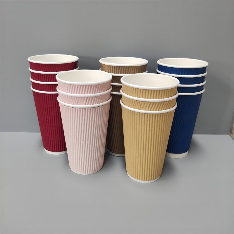 8oz 12oz 16oz Ripple Wall Disposable Paper Cups Customized Hot Coffee Paper Cup with Lid – Paper Coffee Cups and Ripple Wall Paper Cup price