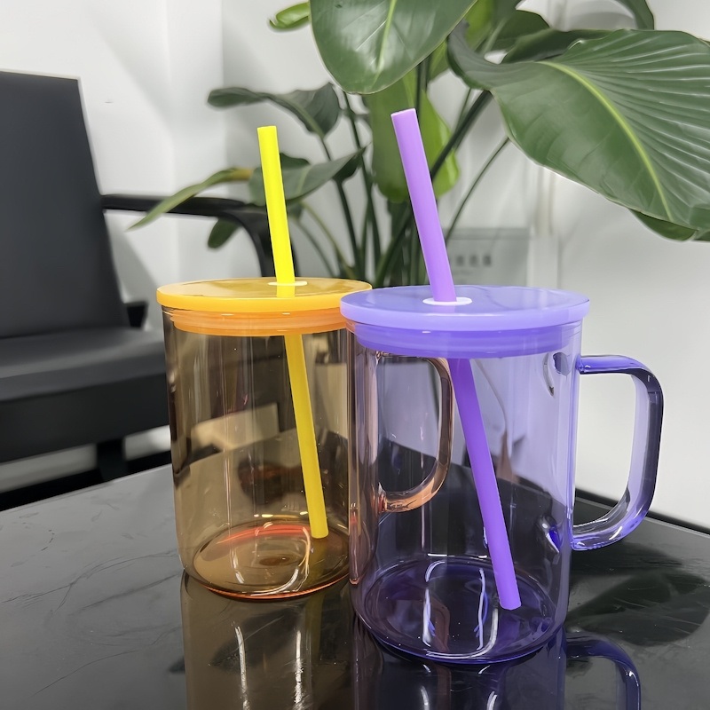 Borosilicate Sublimation Drinking Glass Cup 17oz Colored Glass Beer Mug with Handle – Borosilicate Sublimation Mug and Glass Mug Drinking price