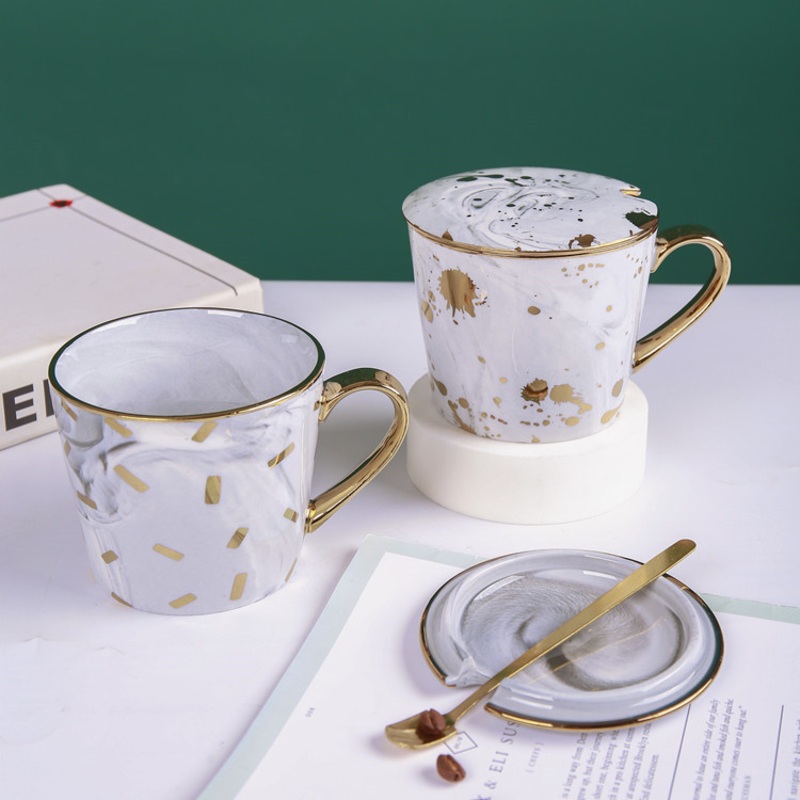 Nordic Grey Marble Porcelain Coffee Cups with Lids – Cups with Lids and Porcelain Coffee Cups price