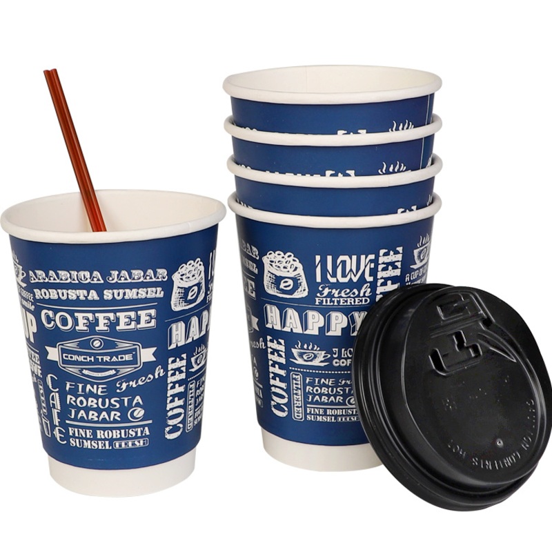 OEM Custom Logo High Quality Disposable Biodegradable 16 Oz Double Wall Paper Coffee Cups with Lids – Paper Cup and Disposable Coffee Cup price