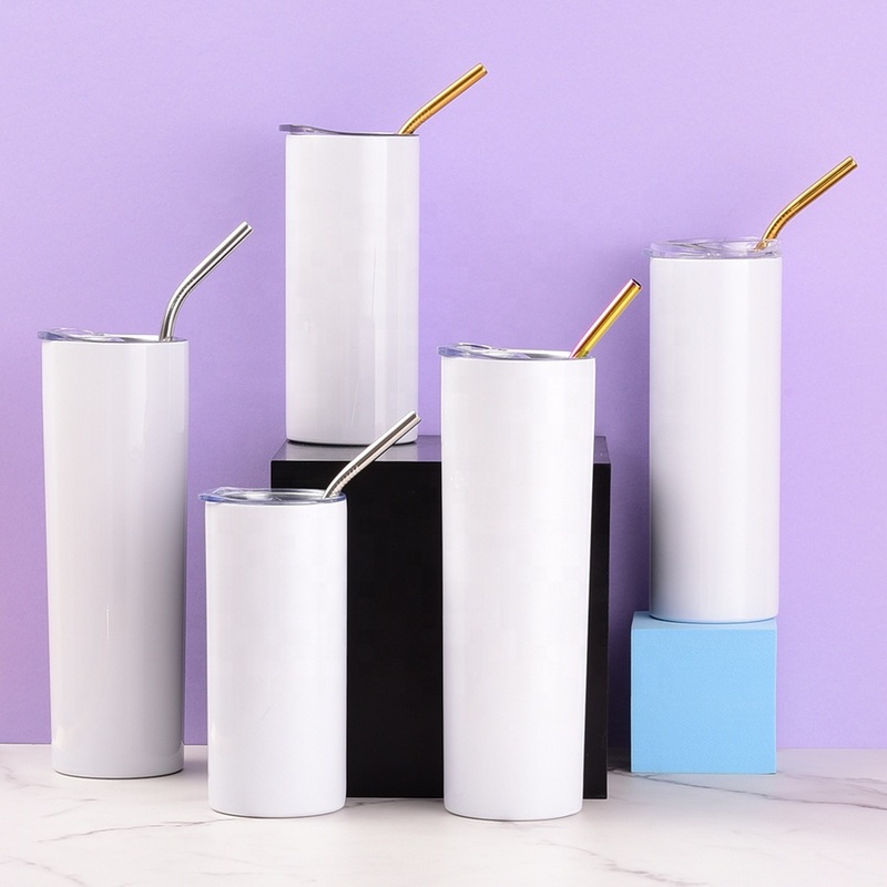 Sublimation Custom Bulk White Metal Stainless Steel Double Wall Sublimation Wholesale Blank Tumblers with Straw – Tumblers with Straw and Sublimation Wholesale Blank price