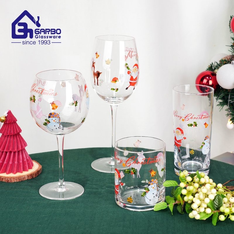 Xmas Decals Wine Cocktail Glasses 520ml High Quality Bar Party Drinking Stemware – Crystal Stemware and Spirits Stemware price