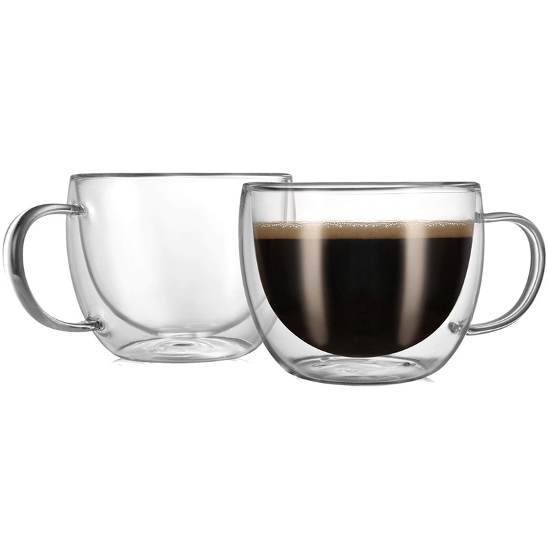 Double Wall Glass Cappuccino Mugs 8.1oz, Clear Insulated Glass Coffee Mug with Handle for Espresso, Latte, Tea – Double All Glass and Coffee Glass price
