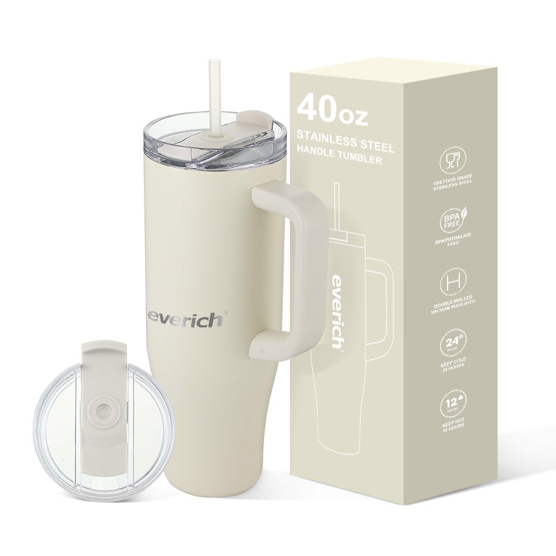 Everich Spill Proof 304 Stainless Steel Vacuum Insulated Tumbler Easy Carry with Handle Straw Lid 40oz – Tumbler and Tumbler with Straw price