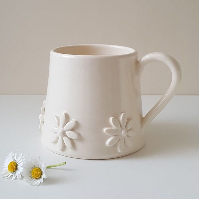 Food-Safe 380ml Mug with Flower, Natural Beige Colour Cup of Tea or Coffee Underglaze Flowers – Coffee Cup and Tea Cup price