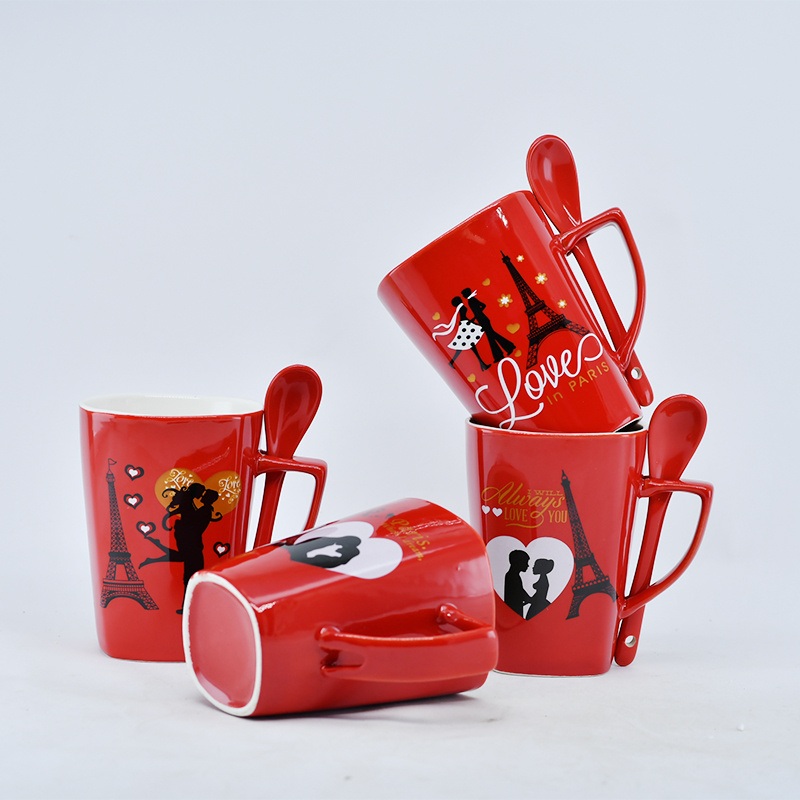 Hot Sale 10oz Ceramic Stoneware Mug with Spoon Cappuccino Coffee Mug for Wholesale – Dinner Set and Tableware price