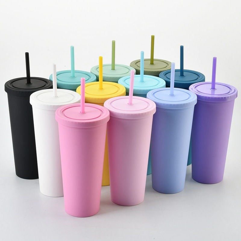 Hot Selling 24 Oz Tumbler Plastic Cup with Lid and Straw Double Wall Reusable Bubble Tea Custom Plastic Cups – Plastic Cup and Bubble Tea Custom Plastic Cups price