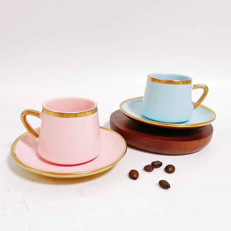 Manufacturer Hot Selling Porcelain Matt Golden Rim Coffee 6PCS Cups and 6PCS Saucer Set with Gift Box for Promotion – Gift and Mug price