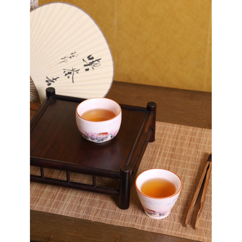 Pink Ru Kiln Peach Blossom Pond View Meditation Cup Teacup – Ceramic Mugs and High-End Cups price
