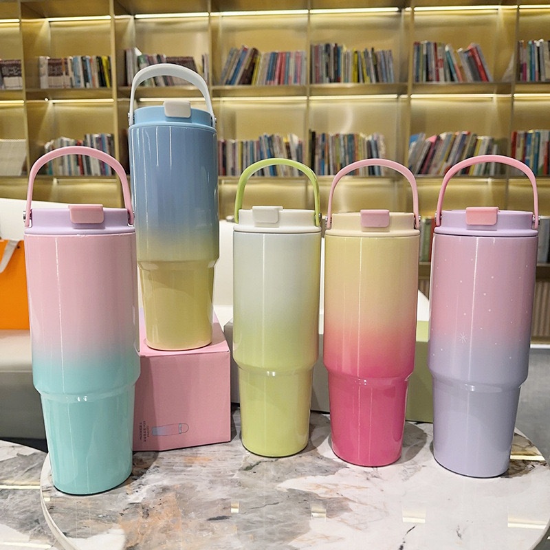 Ruunjoy 890ml Automotive Stainless Steel Insulated Tumbler Large Capacity Water Cup Vacuum Thickened Progressive Color Portable Sports Cup Gift – Stainless Steel Cup and Stainless Steel Mug price