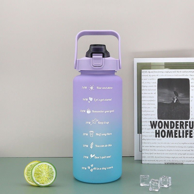 Sports Cup Matte Summer Large Capacity Straw Plastic Water Bottle Portable High-Value Large Frosted Space Cup Wholesale – Sports Bottle and Bottle price