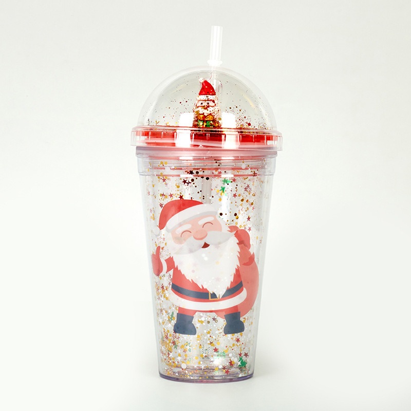 Wholesale Summer New Micro Landscape Mug Double Transparent Straw Plastic Cup Cartoon Christmas Doll Gift Cup – Christmas Cups and Printed Mugs price
