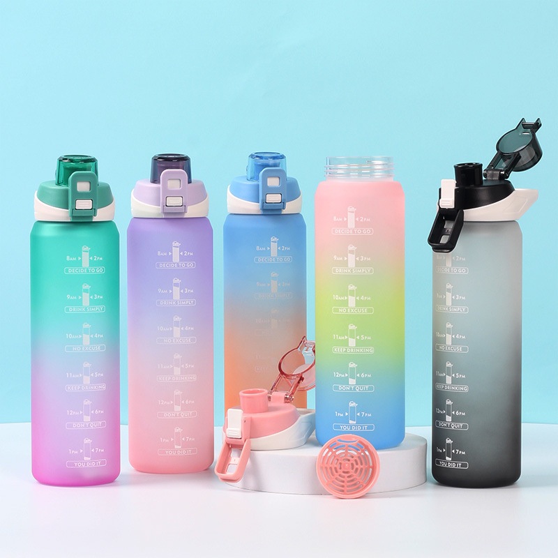 1000ml New Colorfull Frosted Gradient Outdoor Sports Plastic Water Bottle BPA Free – Frosted Bottle and Plastic Water Bottle price