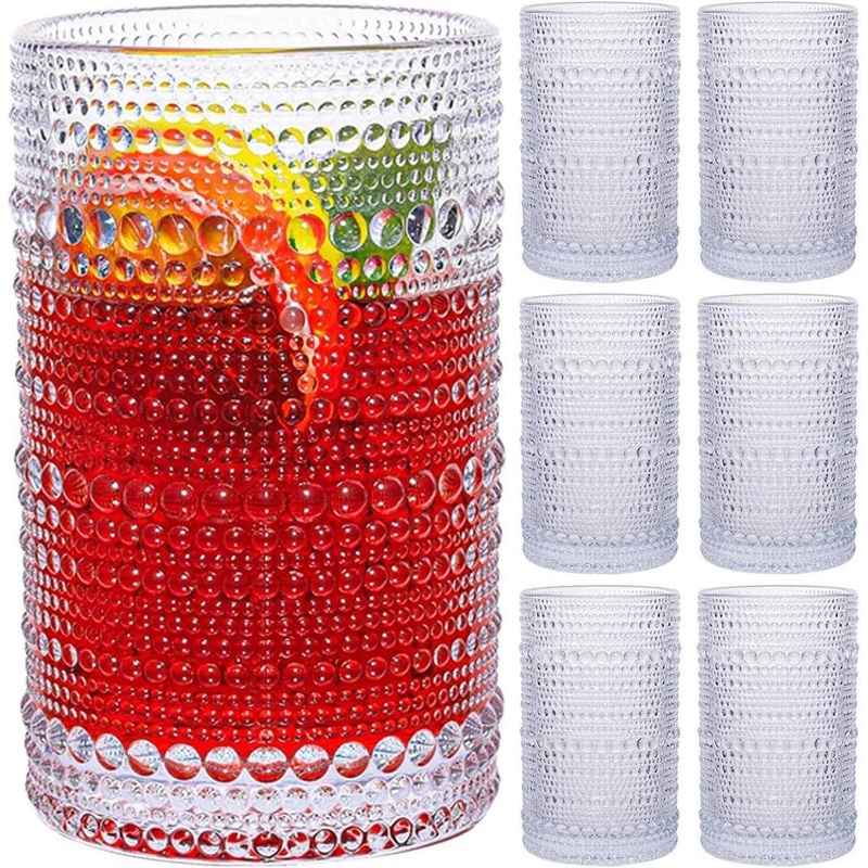 12oz Vintage Beaded Highball Glasses, Clear Retro Kitchen Glasses Cups, Heavy Glassware Tumbler for Cocktail Beverage Water Rocks – Glass and Glass Mug price