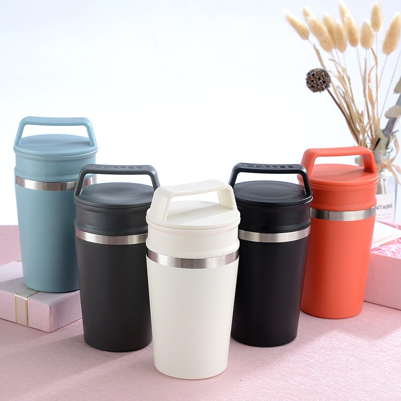 300ml Double Wall Stainless Steel Coffee Cup Thermal with Handle Lid – Cup and Water Bottle price