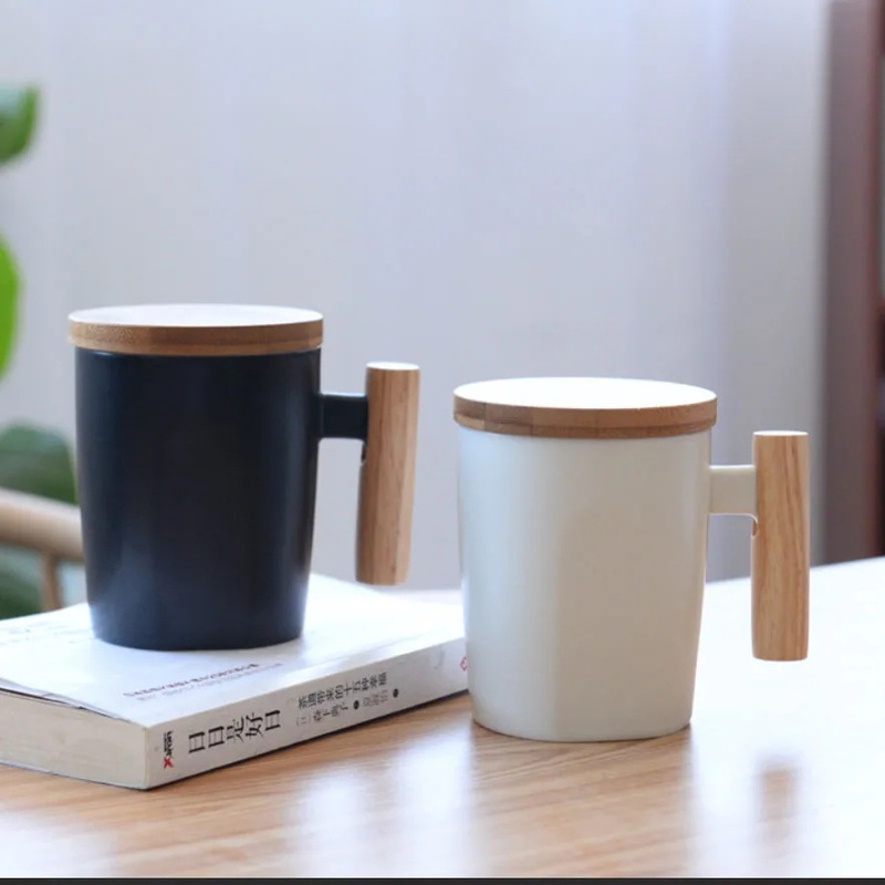 Classic Hot-Sell Ceramic Mug Cup with Bamboo Lid Housheold Office Water Bottle – Water Bottle and Ceramic Cup price