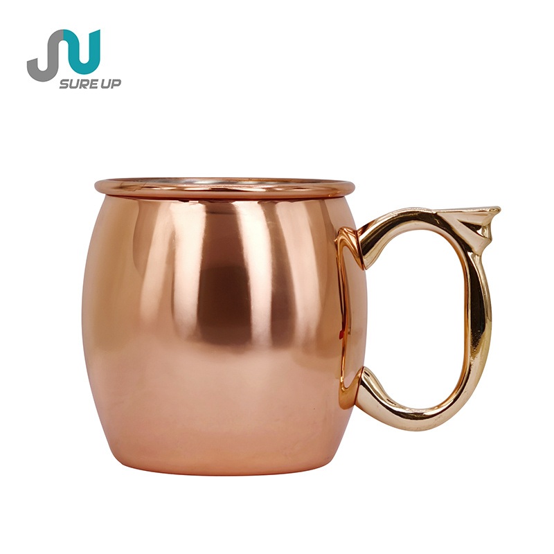 High Quality Copper Mug with Gold Handle Classic Elegant Beer Wine Mug Copper Retro for Bar Supplies – Arabic Coffee Pot and Coffee Tea Maker price