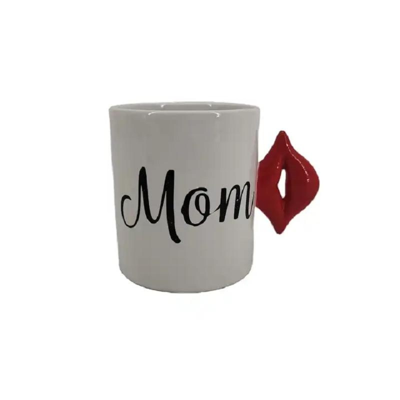 2024 Mother Day Gift Ceramic Red Lid Shaped Handle Coffee Mug for Mom – Coffee Mug and Ceramic Mug price