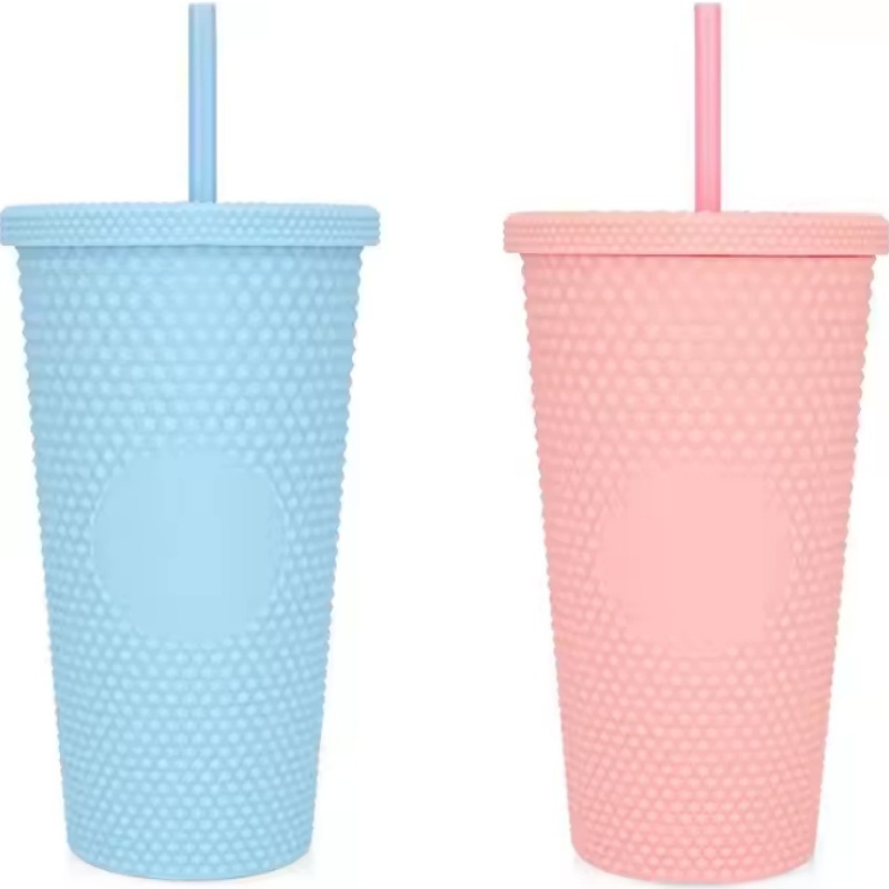 24oz Reusable Double Wall Matte Iced Coffee Cup – Studded Tumbler with Lid and and Straw price