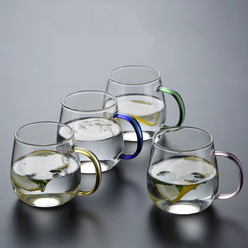Handmade Heat Resistant Single Wall Glassware Tableware Tea Set Glass Tea Coffee Cup Glass Mug with Colorful Handle – Cup and Tea Set price
