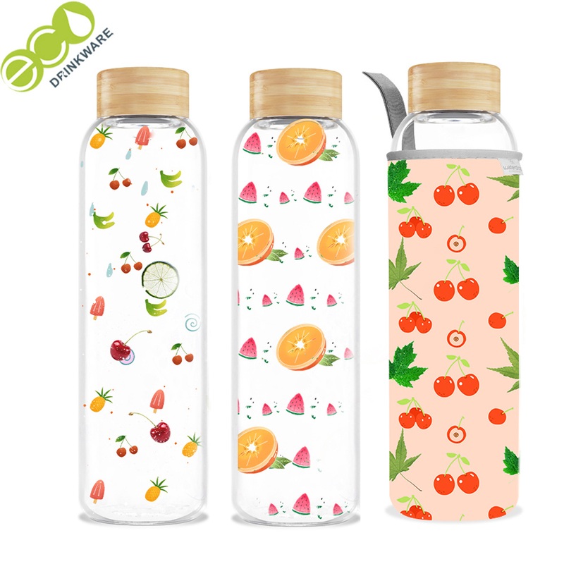 Waterdrop Ga5062 500ml Single Wall Glass Bottles Travel Silicone BPA Free Custom Wholesale Water Bottles Borosilicate Glass Water Bottle with Bamboo Lid – Single Wall Glass Bottle and Waterdrop Bottle price