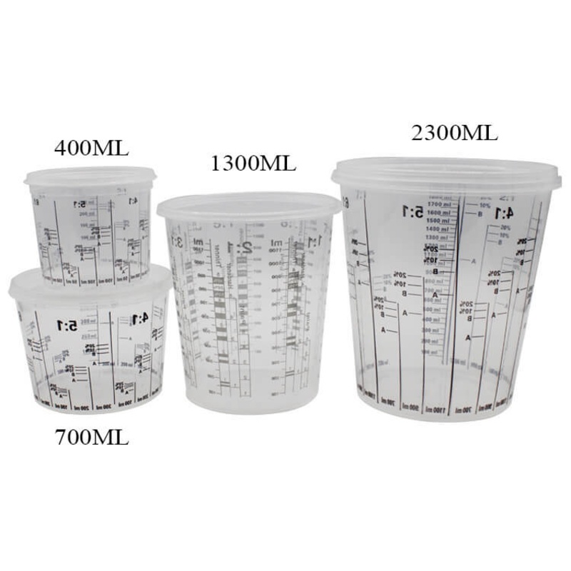 Wholesale Price 400, 700, 1300, 2300ml Paint Measuring Cup Disposable Plastic Paint Mixing Cup with Lid – Paint Mixing Cup and Disposable Mixing Cups price