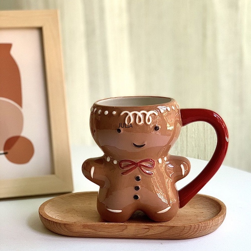 300ml Gingerbread Man Mug Cartoon Cute Christmas Mug 3D Gingerbread Man Ceramic Cup – Naruto 3D Mug and 3D Cat Coffee Mug price