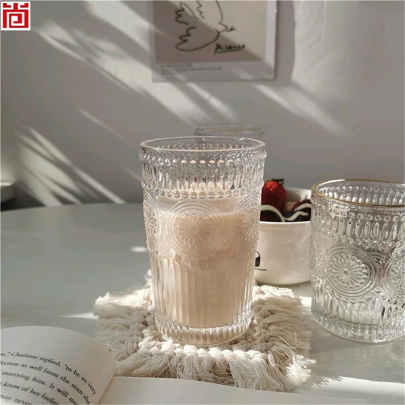 Embossed Sunflower Glass Cup for Milk, Juice etc for Home Decor – Glass Bottle and Glassware price