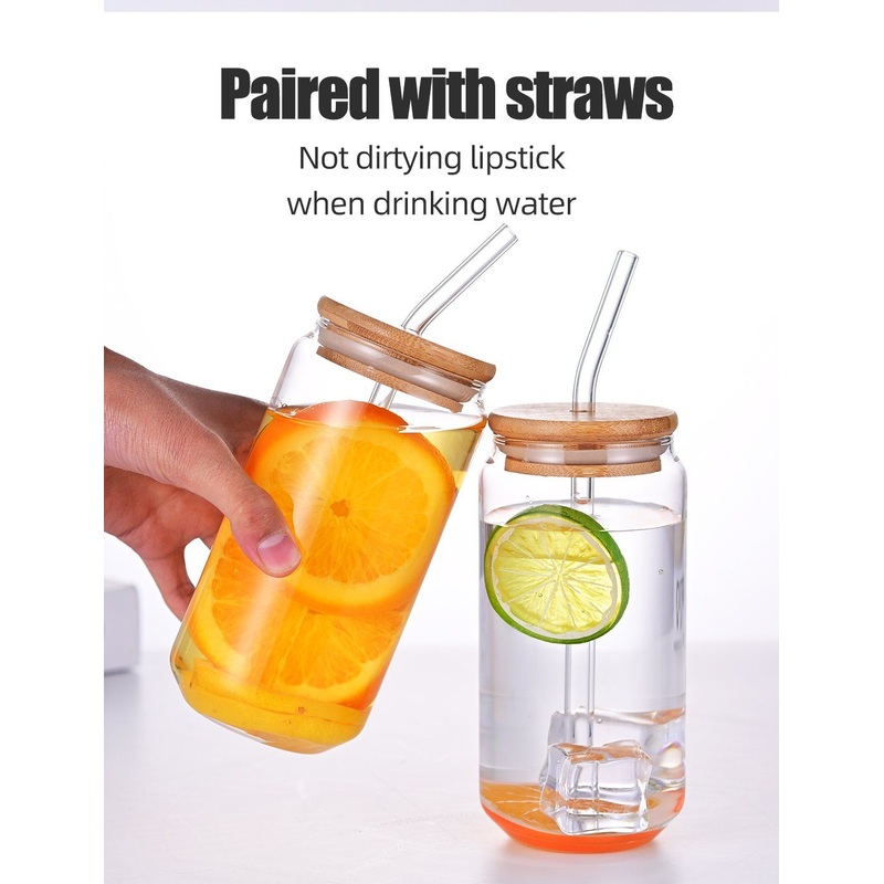 New Design 16oz Clear Glass Can Cup with Bamboo Lid and Straw – High Borosilicate Tea Cup and Tea Cup price