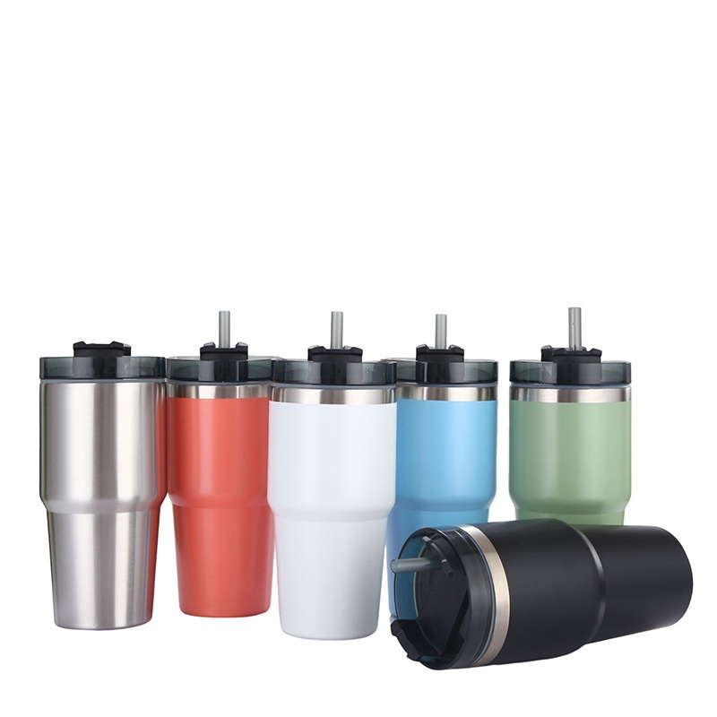 Portable Outdoor Stainless Steel 20oz Straw Tumbler Straw Double Wall Coffee Cup Travel Insulated Beer Mug – 20oz Straw Tumbler and Double Wall Coffee Cup price