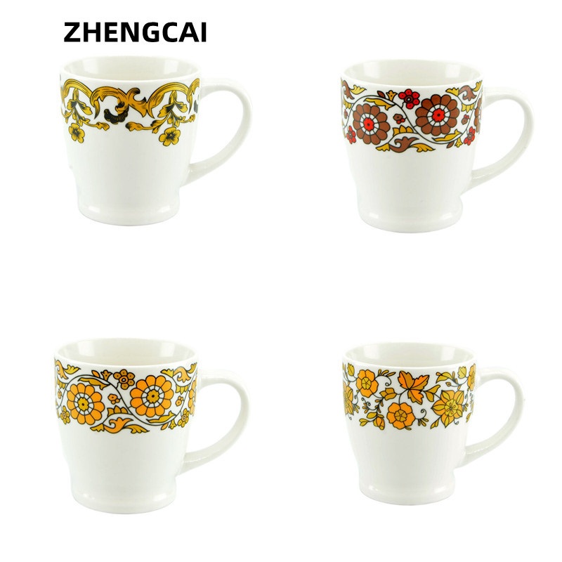 White Porcelain Mug with Golden Flower Pattern for Gift – Ceramic Mug and Coffee Mug price