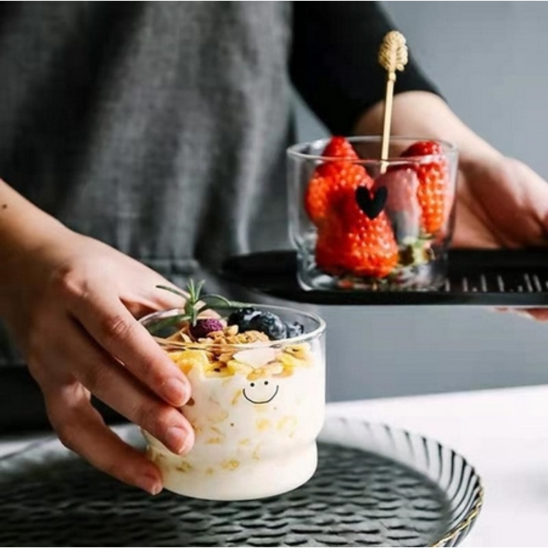 10 Oz High Borosilicate Glass Stackable Milk Tea Coffee Fruit Cup Smiley Face Heart Pattern – Glasses and Clear Glass Mug price