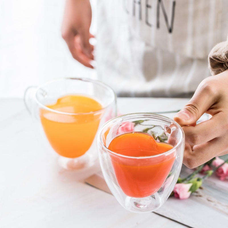 8oz 250ml Heart Love Shaped Clear Coffee Mug Tea Cups Heat Resistant Mini Drink Double Wall Glass Cup – Glass Cup with Straw and Glass Mug 250ml price