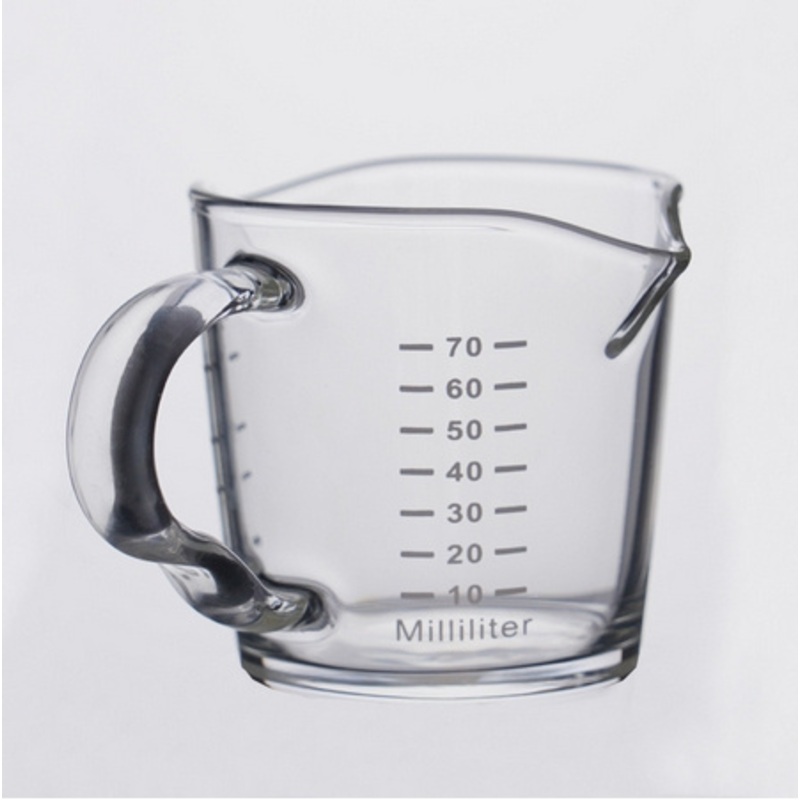 Custom Wholesale 70 Ml Thickened High Borosilicate Glass Double Nozzle Milk Cup Home Measuring Cup – Glass Cup and Glassware price
