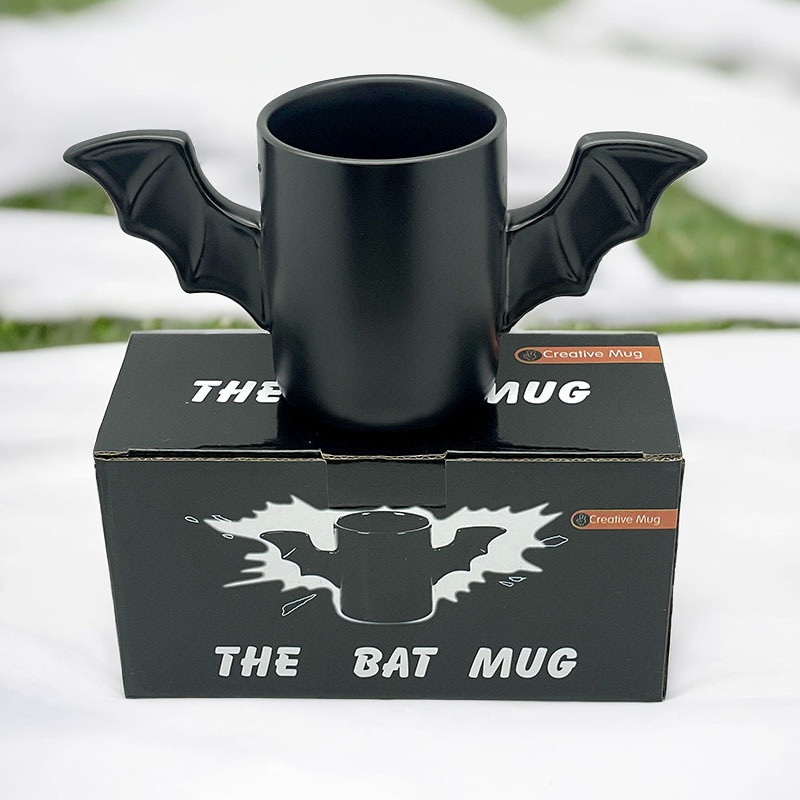 Factory Wholesale Custom Ceramic Matte Finished Black Wings 3D Bat Mug Personalized Coffee Cup for Halloween Gift – Cup and Gift price