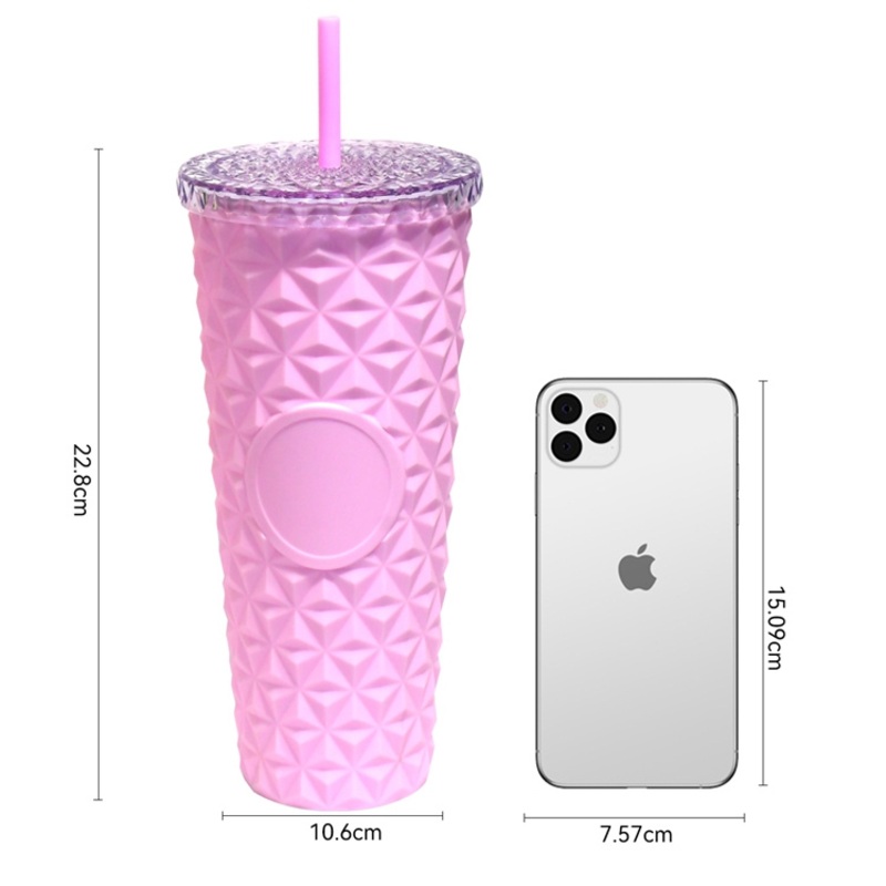 Reusable 710m24oz Venti Double Wall Insulated Glitter Studded Tumbler with Straw – Double Wall Tumbler and Rhinestone Tumbler price