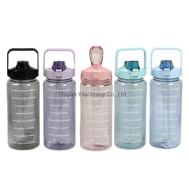 Wholesale Shopee 64oz 2000ml 2.2L Transparent Clear Motivation Plastic Water Bottle Mug with Square Handle Straw for Sport Gym – Travel Mug and Water Bottle price